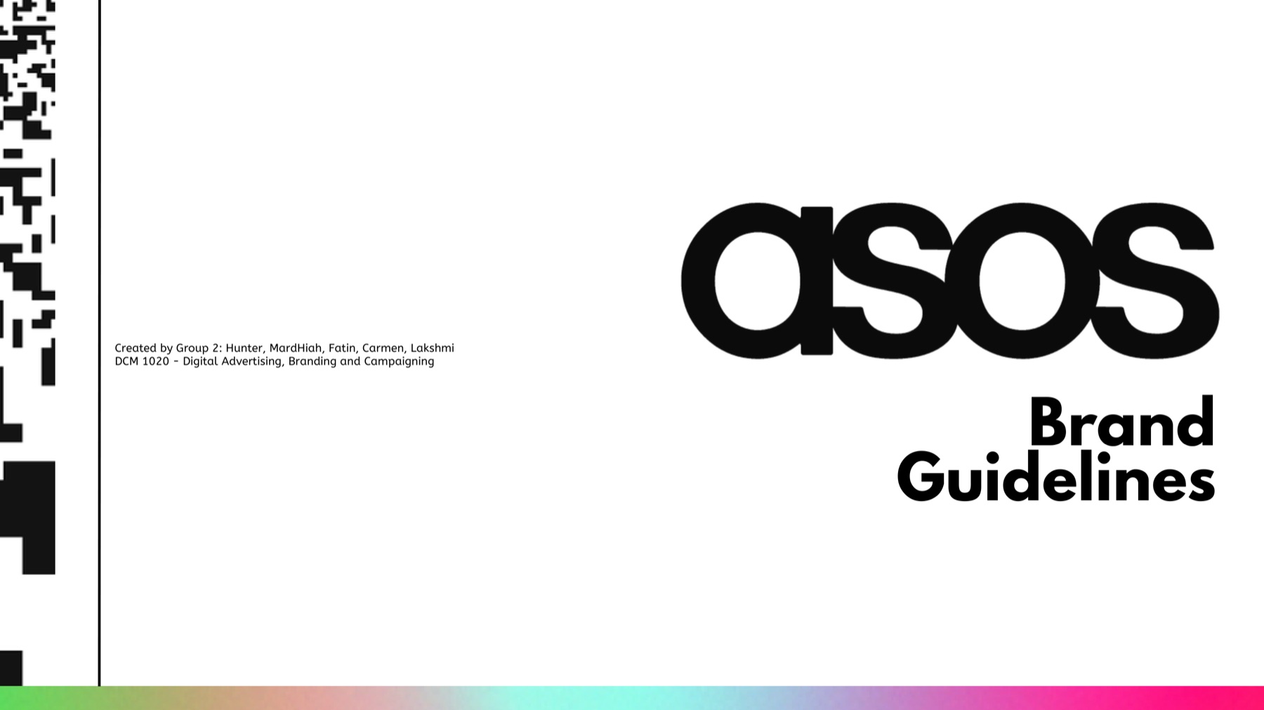 Cover of the ASOS brand guidelines document created by the group
