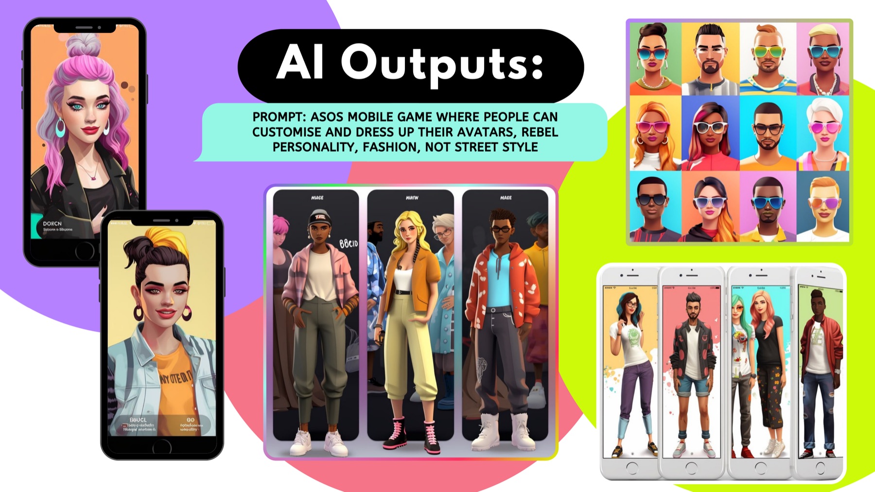 AI-generated concept imagery shown alongside the prompt used to produce it