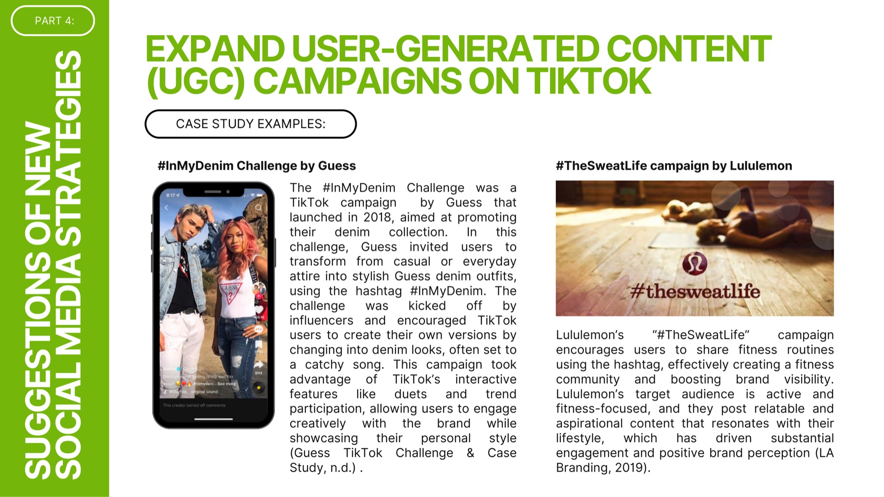 Slide describing the Guess #InMyDenim TikTok challenge as a benchmark campaign